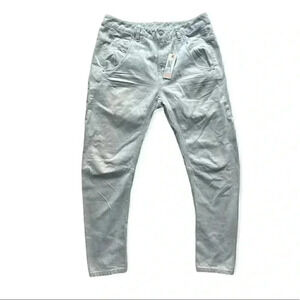 NWT Diesel Fayza Harem Striped Relaxed Boyfriend Jeans in Light Blue and White